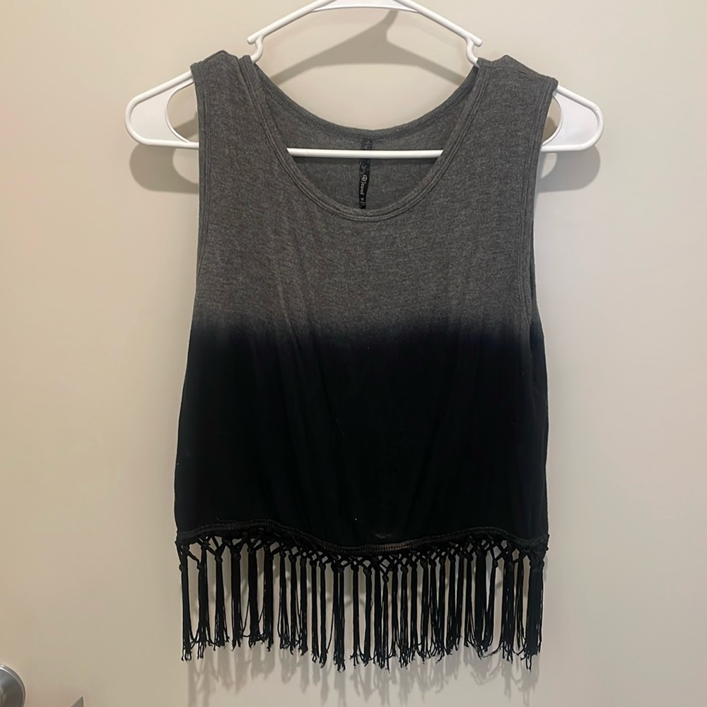 Ombré fringe tank top